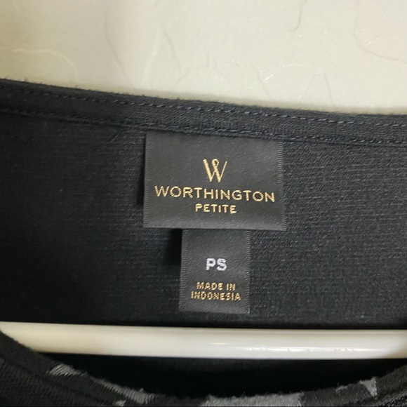 Worthington PS Petite Small Black Gray Houndstooth Jeweled Top Job Interview - Picture 5 of 6